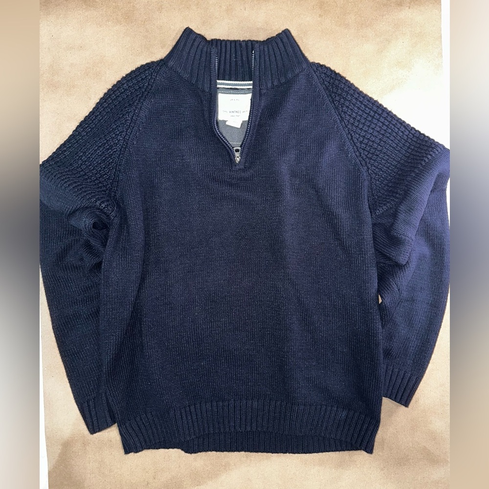 “Weatherproof Vintage Navy Half-Zip Sweater XL – Textured Knit Classic”